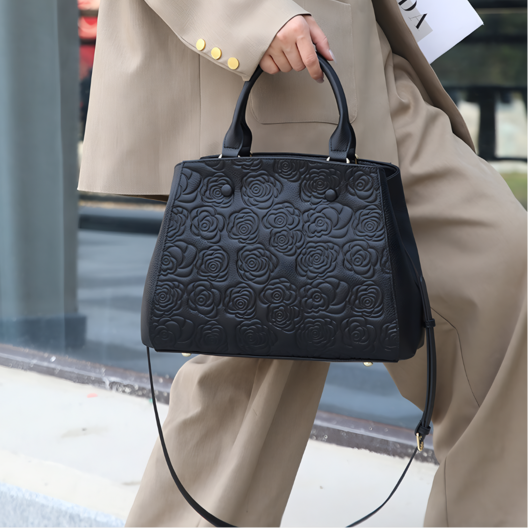 Stacy Floral Embossed Handbag