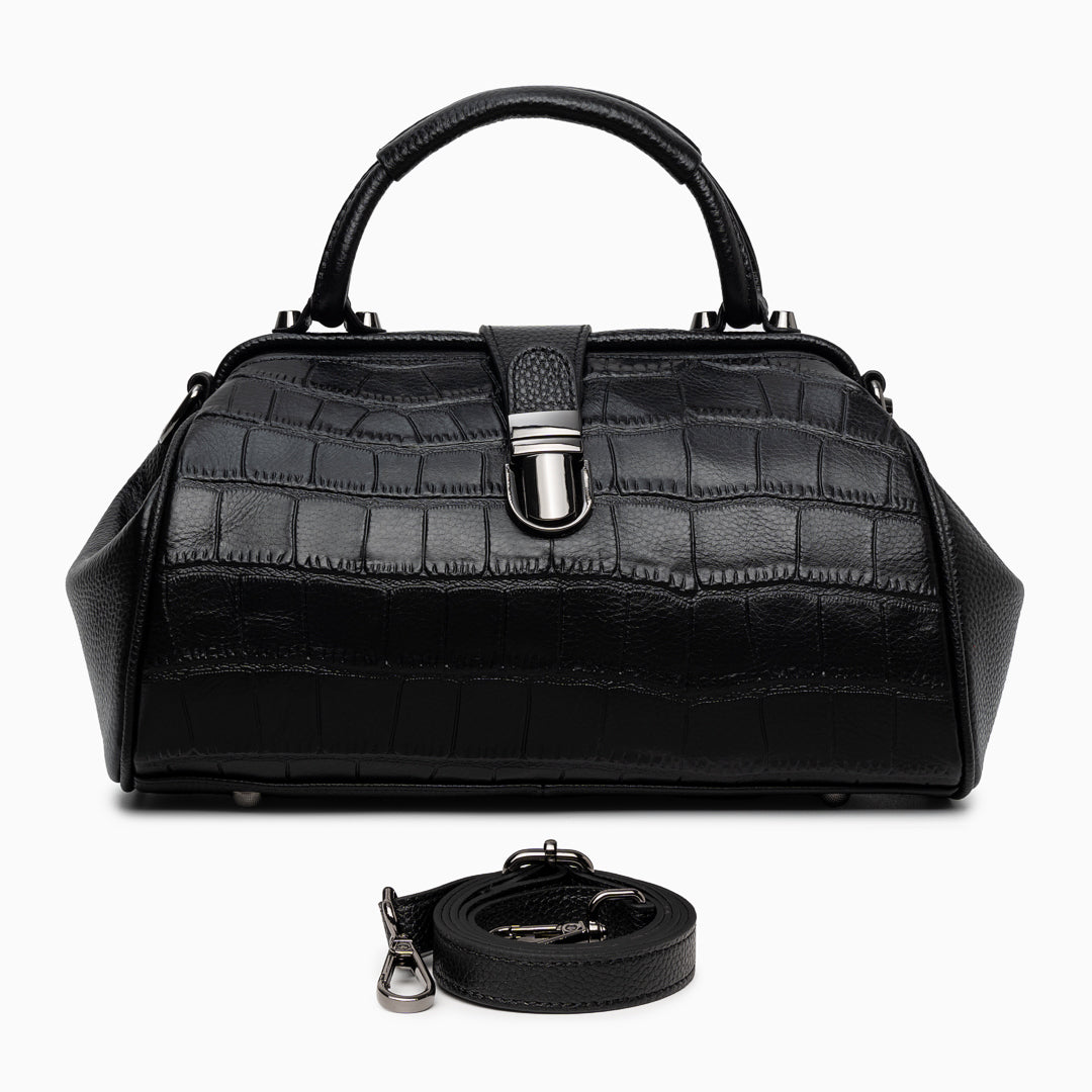 バッグ black crocodile hand bag Elena Crocodile Handbag