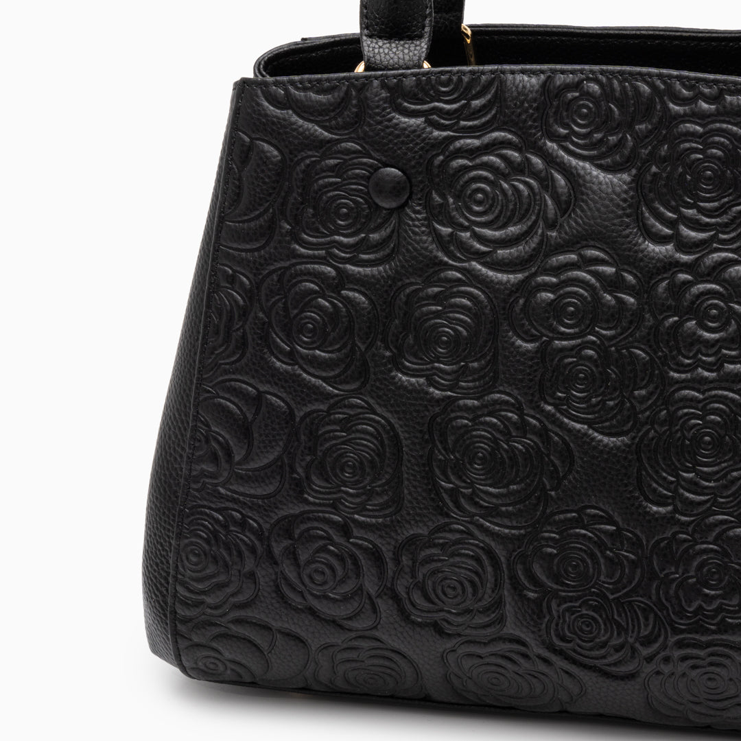 Stacy Floral Embossed Handbag