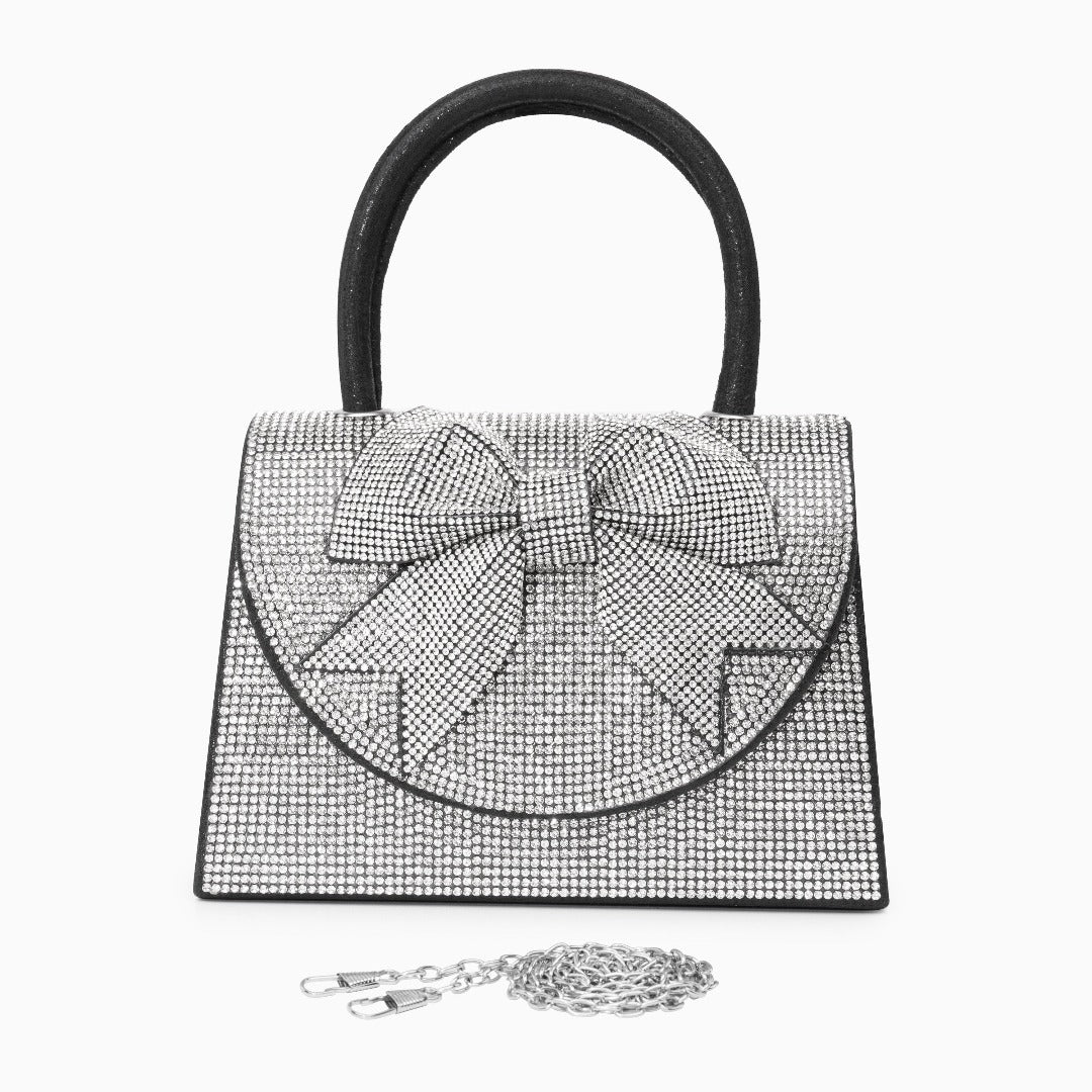 Hazel Rhinestones Ribbon Handbag