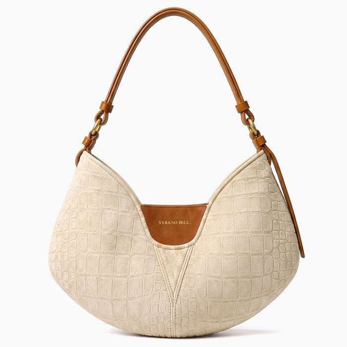 Beatriz Croco Suede Handbag
