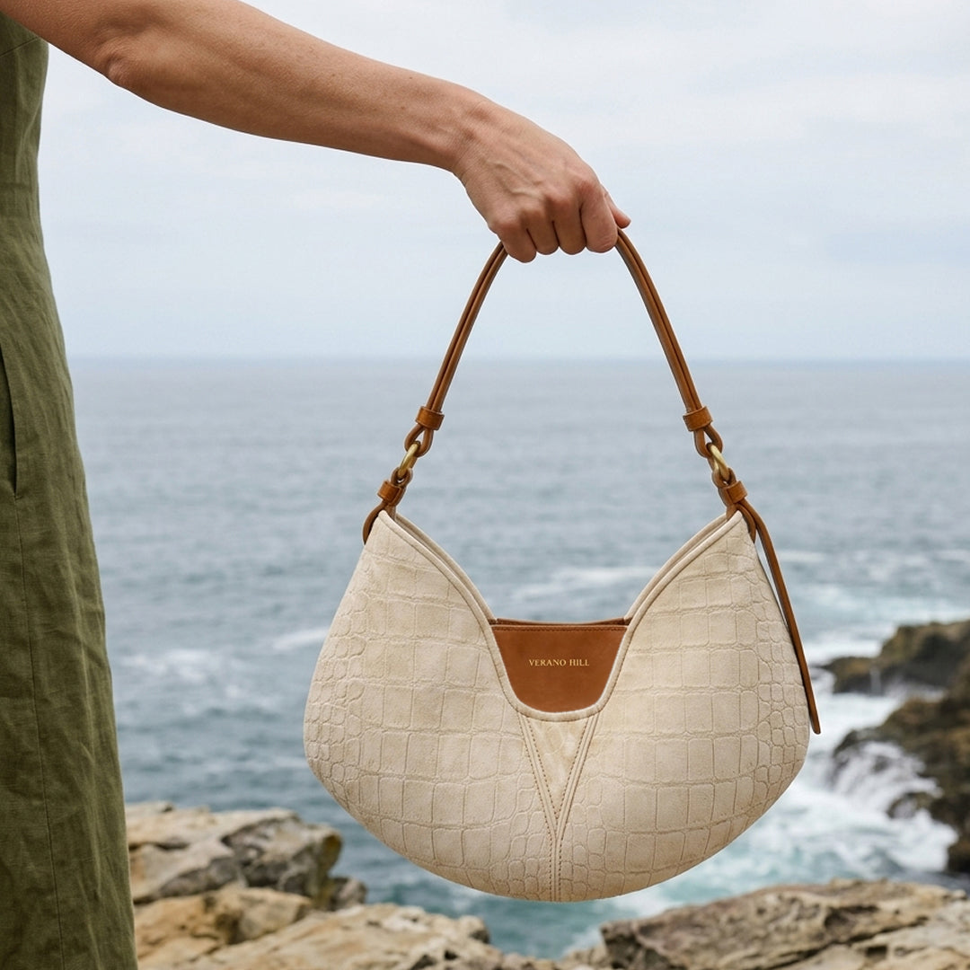 Beatriz Croco Suede Handbag