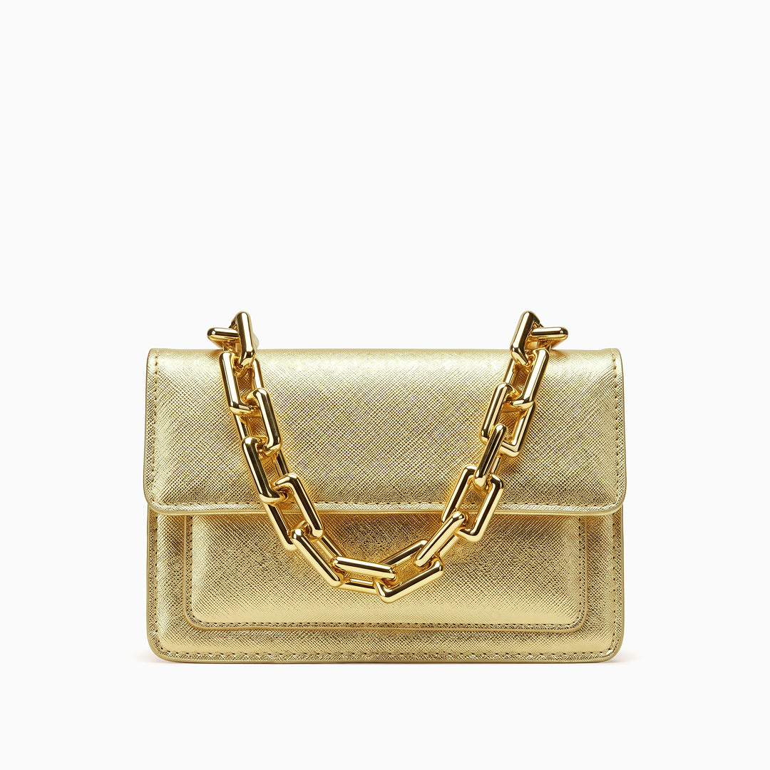 VERANO HILLS ハンドバッグ パール ゴールド装飾 ショルダー付き Jessica Flap Bag