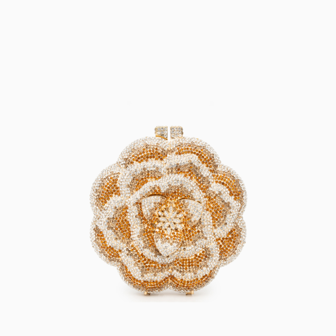 Jeline Flower Clutch Bag - Gold