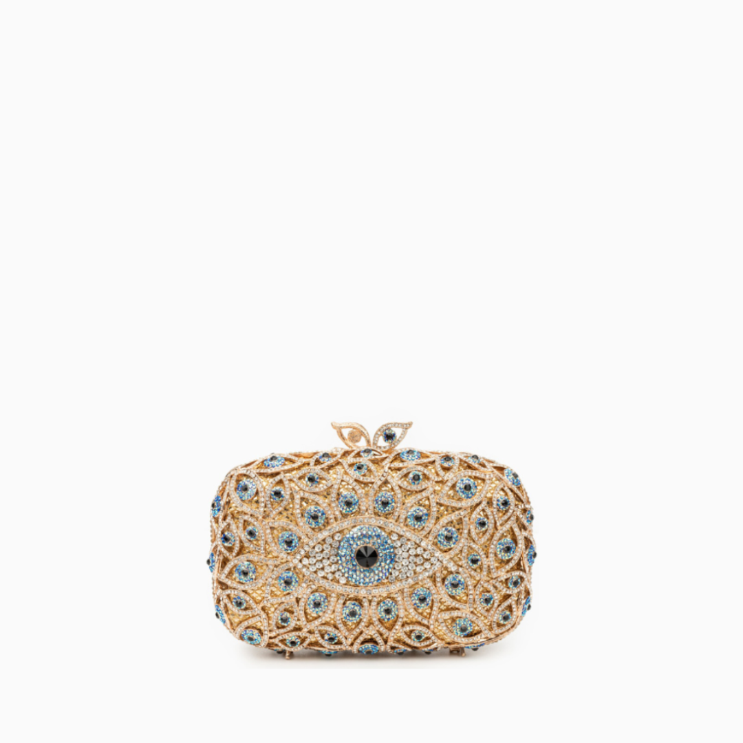 Crystal Evil Eye Clutch Bag - Gold