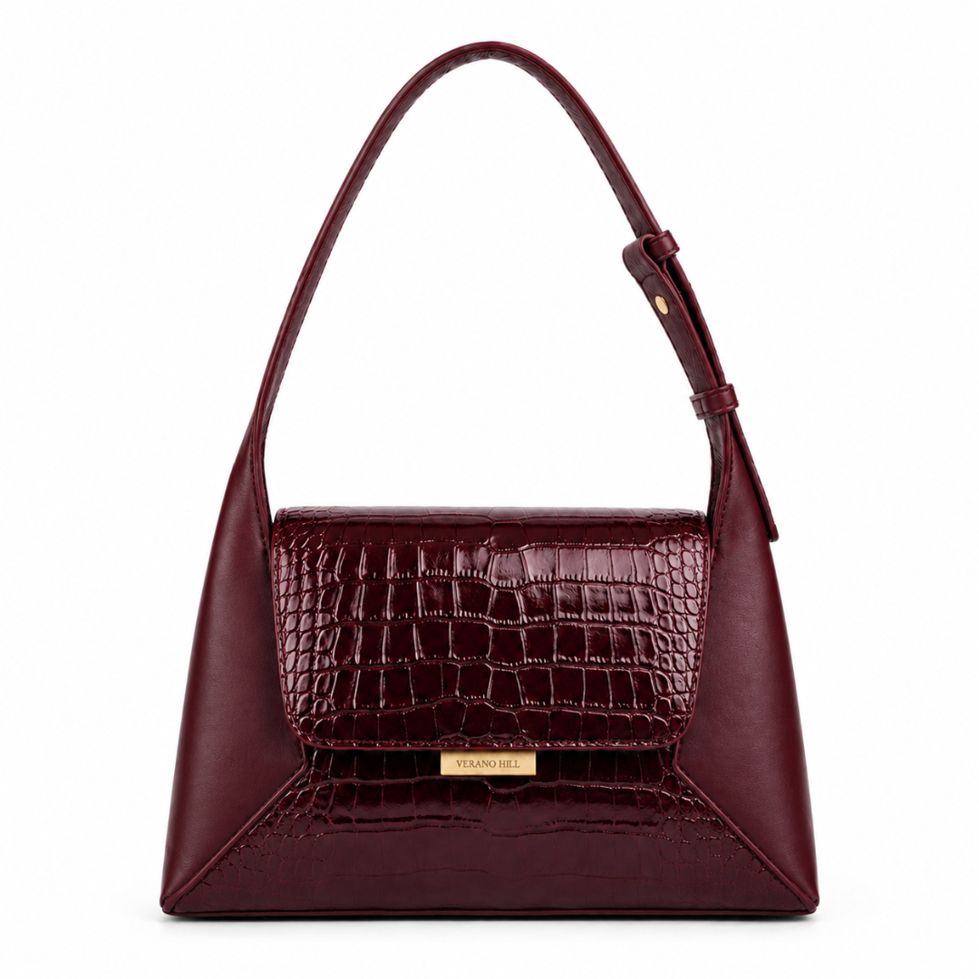 genuine crocodile skin ショルダーバッグ　ボルドー　金具 Zeya Croco Shoulder Bag