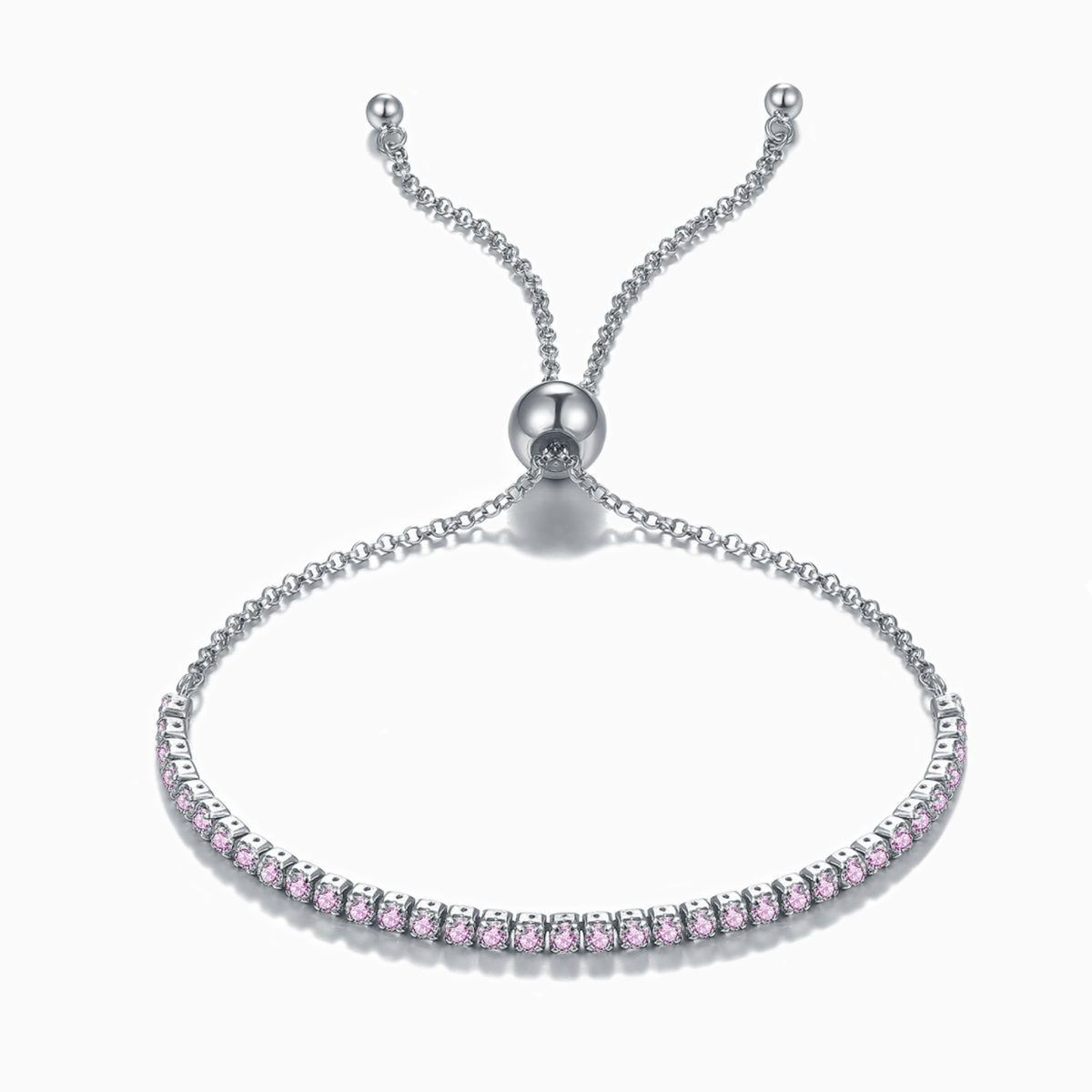 Dazzling Pink Stones Tennis Slider Bracelet