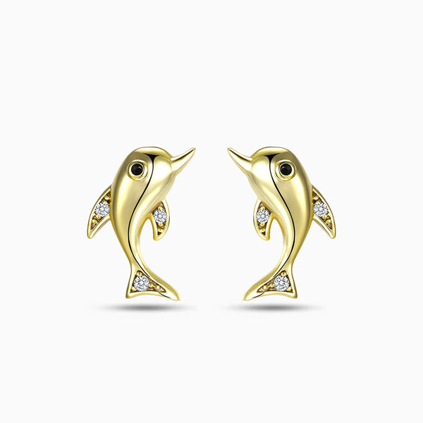 Buy 90s Dolphin Earrings Gold Earrings Brass Fish Shape Vintage Kitsch  Online in India - Etsy