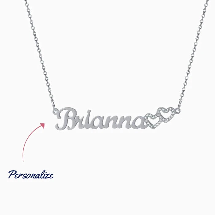 Double Heart Name Necklace