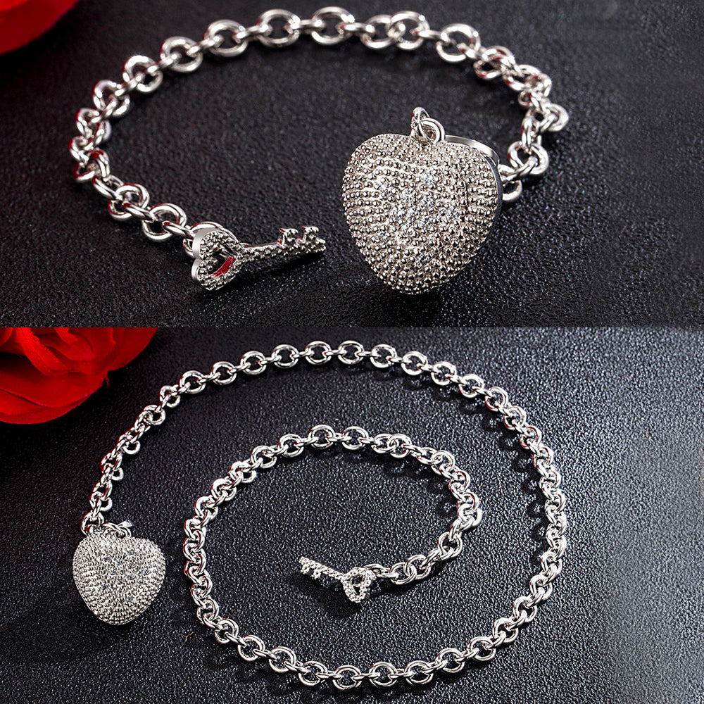 Heart Toggle Key Clasp Jewelry Set